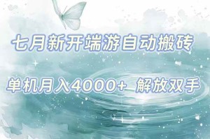 （15435期）7月新开端游自动搬砖项目，单机稳定月入4000+纯自动项目，上车即吃肉。