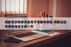 成都首创维修资金用于电梯维修险 成都这边电梯维保多少钱一天