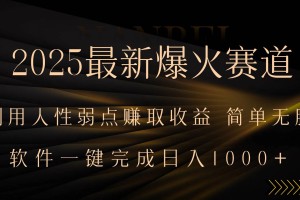 （15675期）2025最新爆火赛道，利用人生弱点赚取收益，全程一键批量 *** ，小白轻松…
