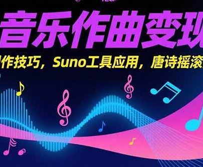 （15370期）AI音乐作曲变现课，广告歌制作技巧，Suno工具应用，唐诗摇滚融合